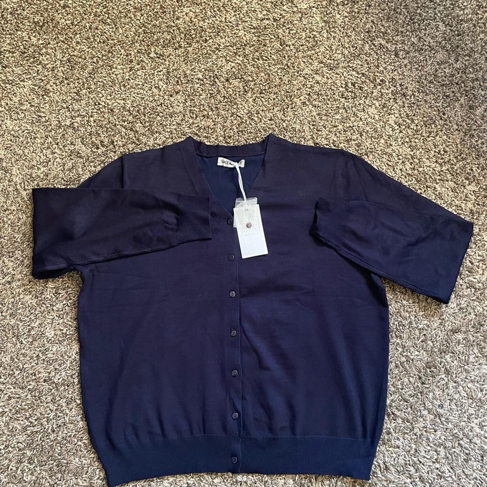 Grace Karin NWT(Brand tag only) navy button cardigan size 2XL